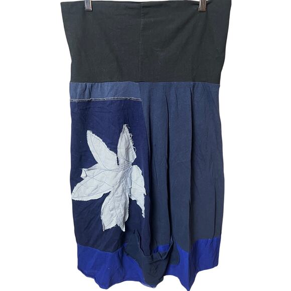 Vintage Patchwork Blue Floral Print Long Dress *Dimensions In Pictures - Picture 1 of 5